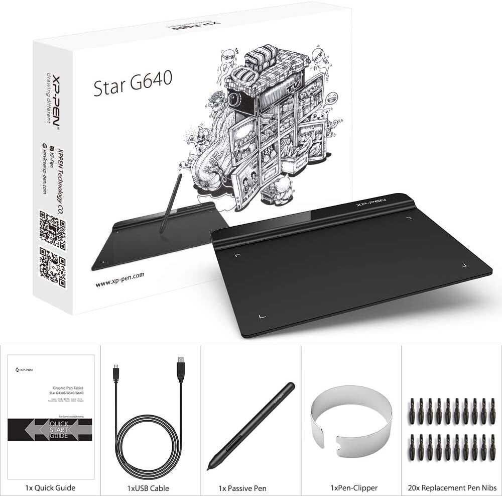 XP-PEN Drawing Tablet StarG640 Digital Graphics Tablet 6x4 In