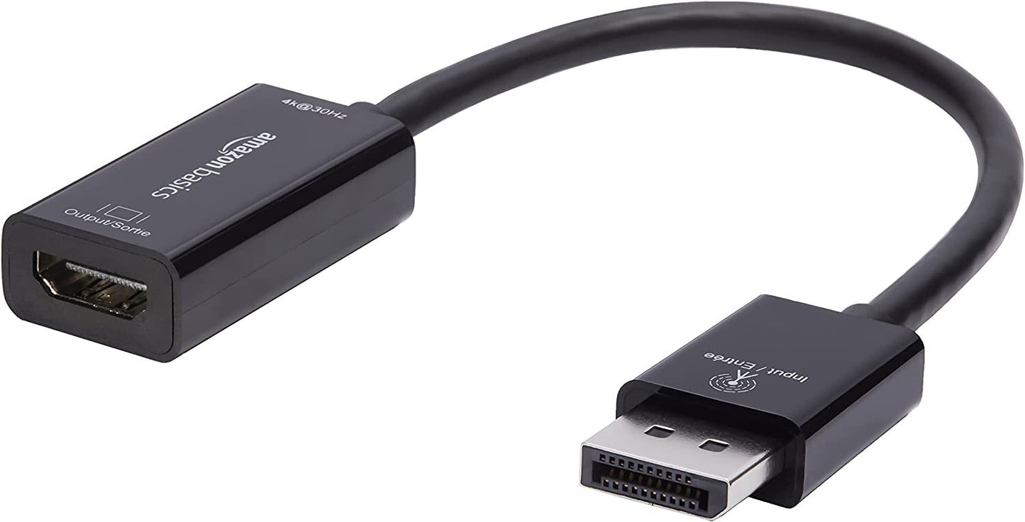 Amazon Basics DisplayPort to HDMI Adapter 4K@60Hz – Not for USB, Black