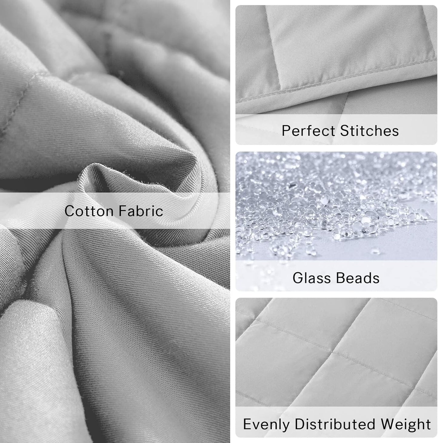 ZonLi Weighted Blanket 60x80 15lbs Queen Size Light Grey Cooling