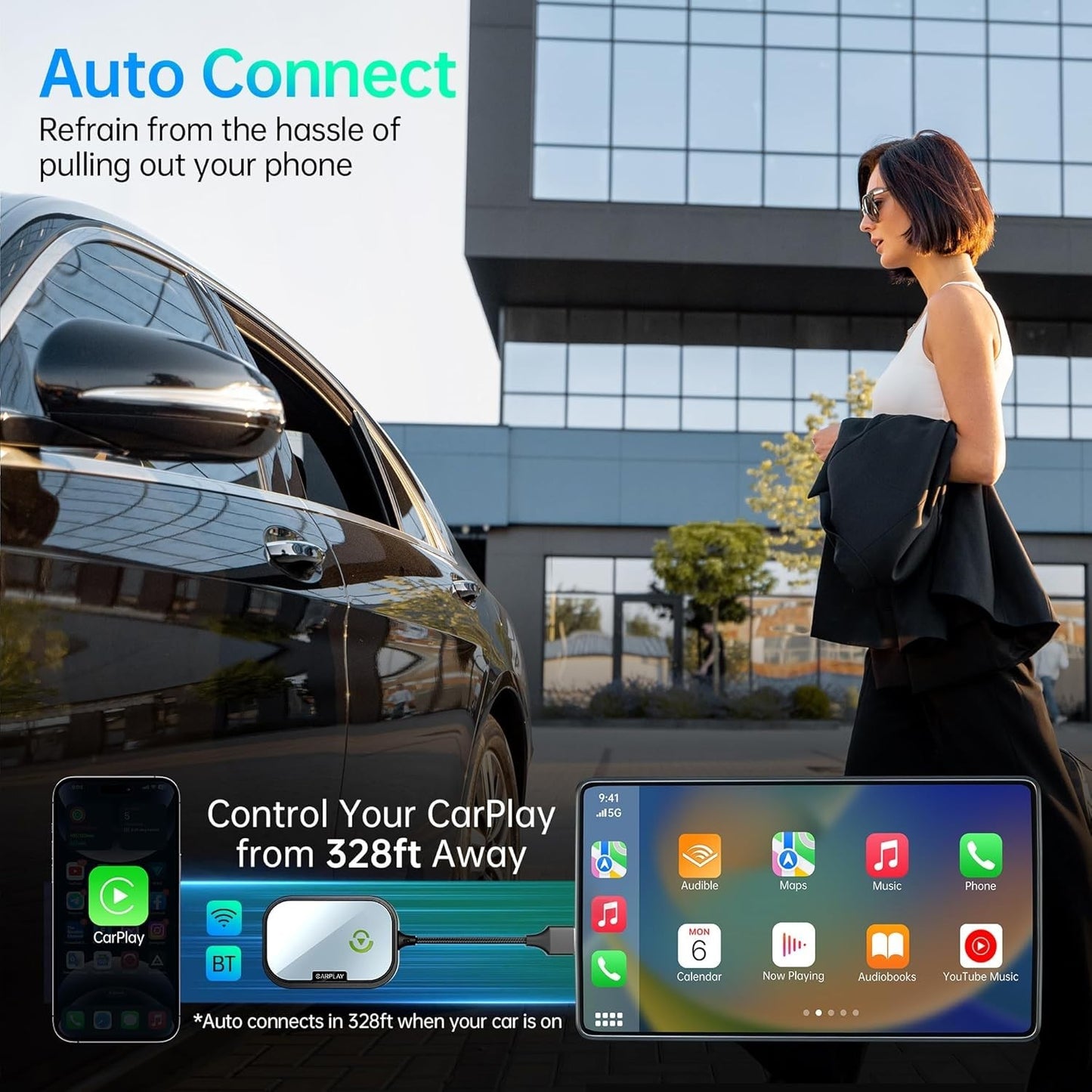 CarPlay Wireless Adapter for iPhone iOS 10+ – Plug & Play, Works 2017+ Cars