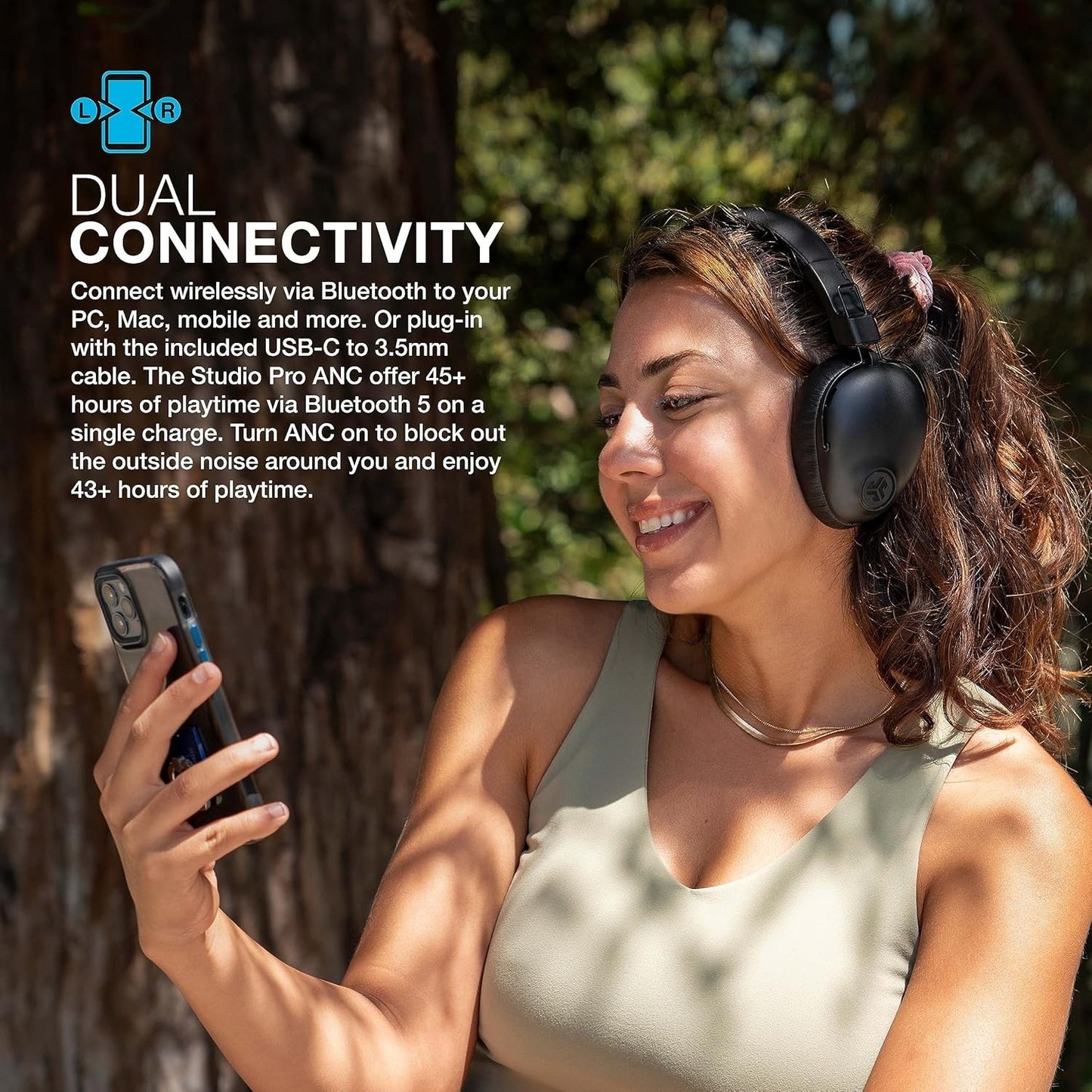 JLab Studio Pro ANC Over-Ear Bluetooth Headphones – 45+ Hr Playtime, Noise Cance