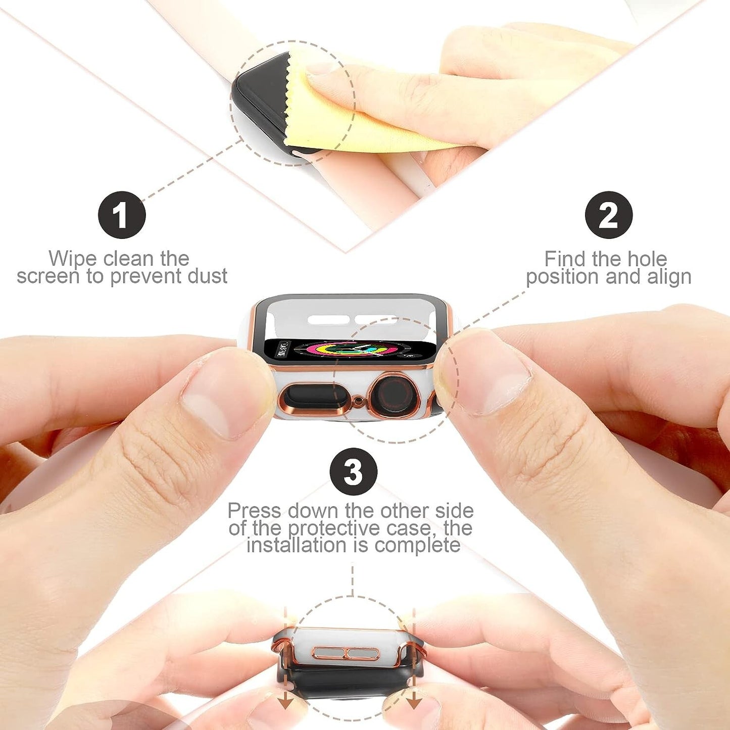 Hard PC w Tempered Glass Screen Protector Compatible w Apple Watch