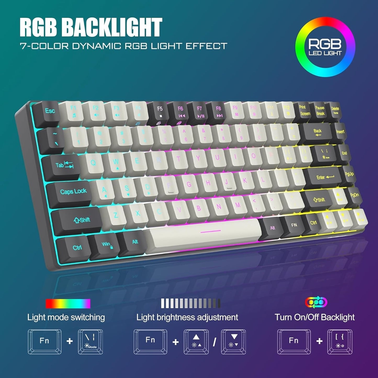 K84 RedThunder Wireless Keyboard Mouse Combo Rainbow Backlit