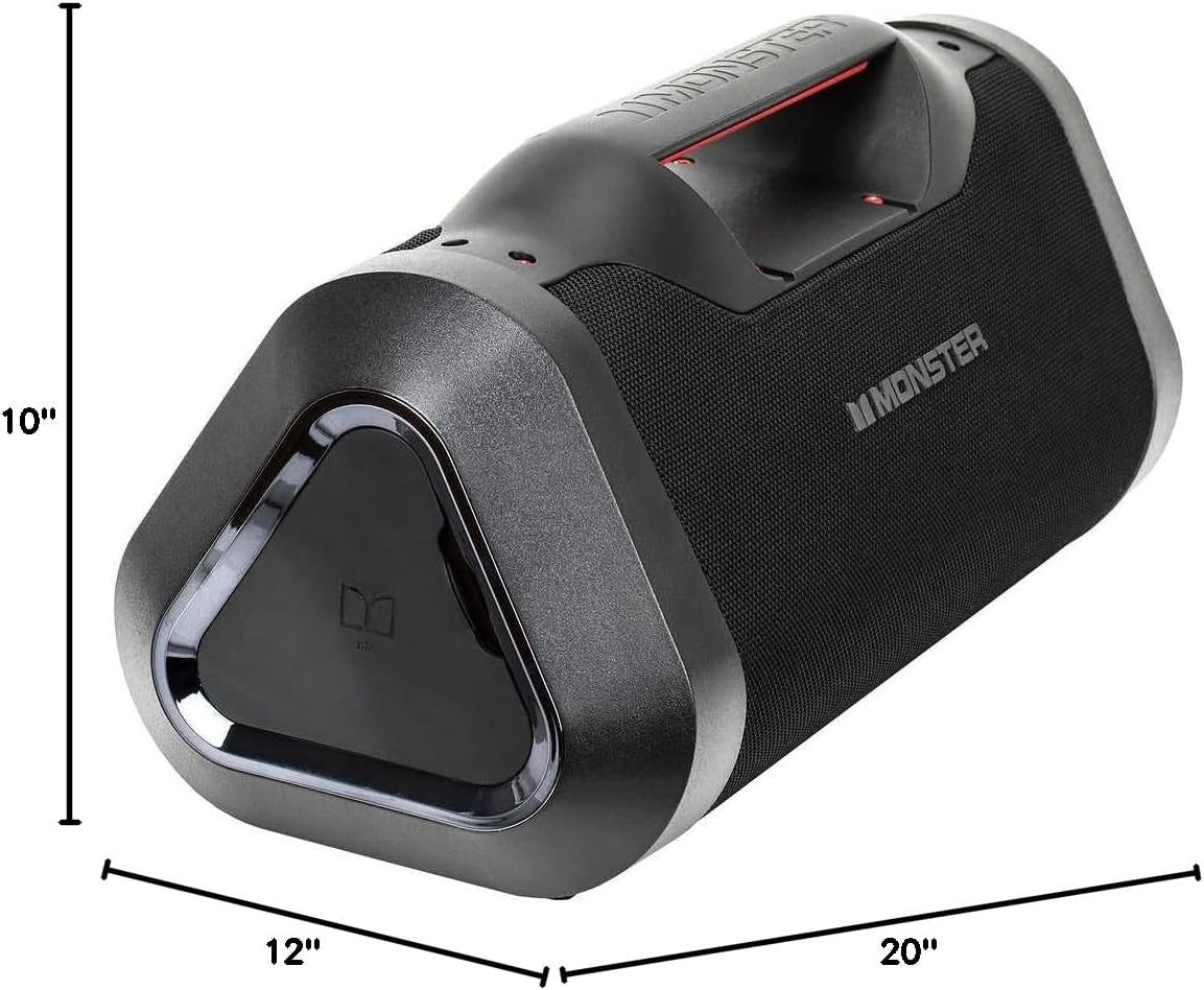 Monster 120W Bluetooth Boombox Speaker IPX5 Waterproof USB Out AUX Input