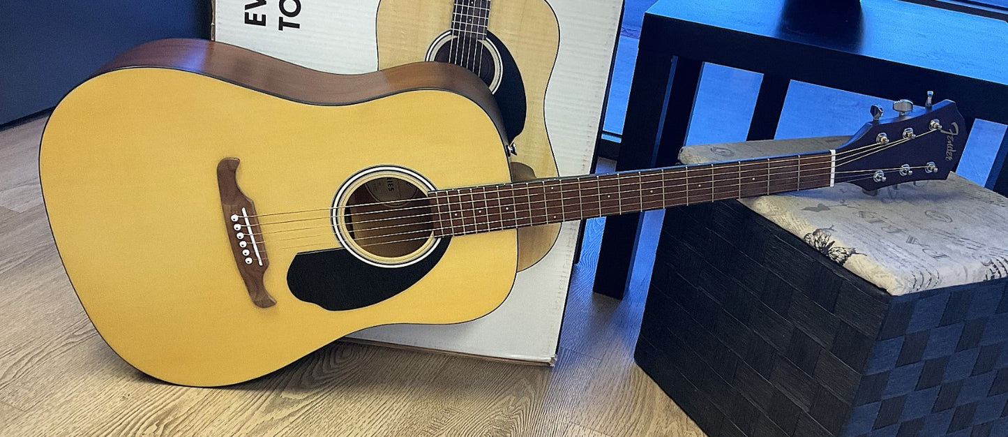 Fender FA-125 Dreadnought Acoustic Guitar Pack Natural w/ Gig Bag & Accessories