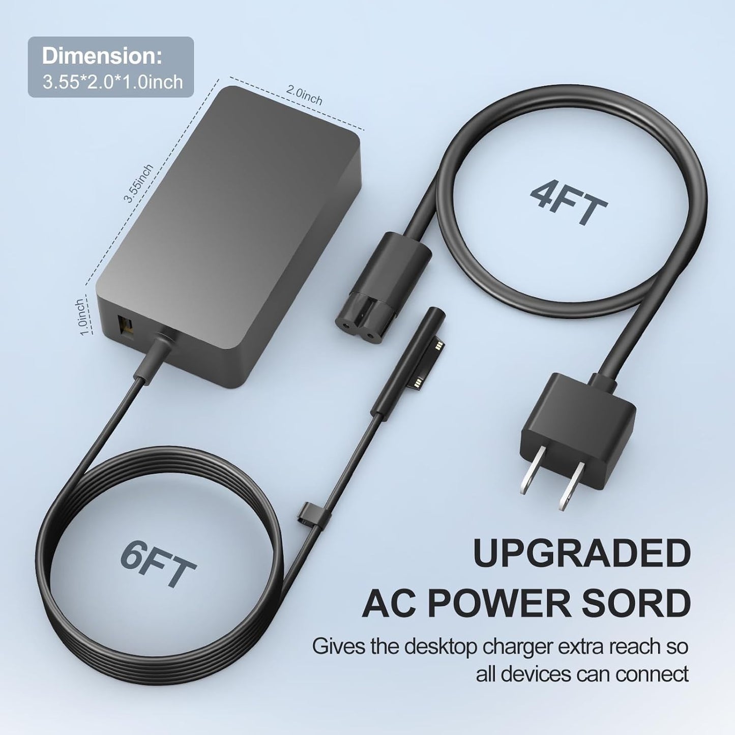 65W Charger for Microsoft Surface Pro 9/8..4/3/X Laptop 5/Studio/Go/Book + Case