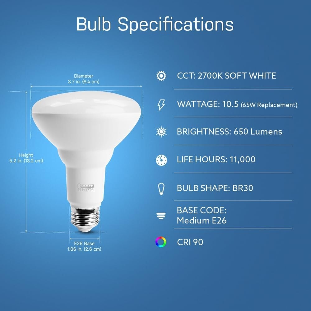 NEW BR30 Feit Electric ConservEnergy Flood Light Bulbs 2 Piece 65 Watts