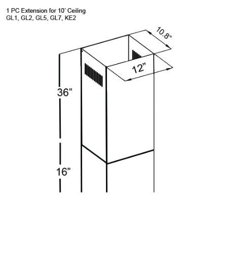 GL1 GL2 Z Line ZL1PCislandEXT 1Piece Extension Model Range Hood