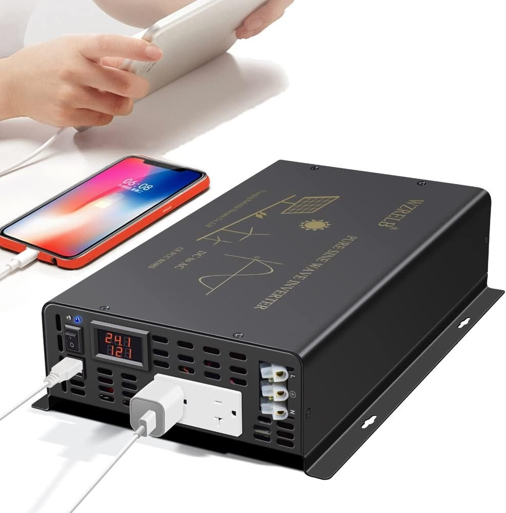 3000 24VDC Watt Pure Sine Wave Power Inverter to Peak Builtin Soft