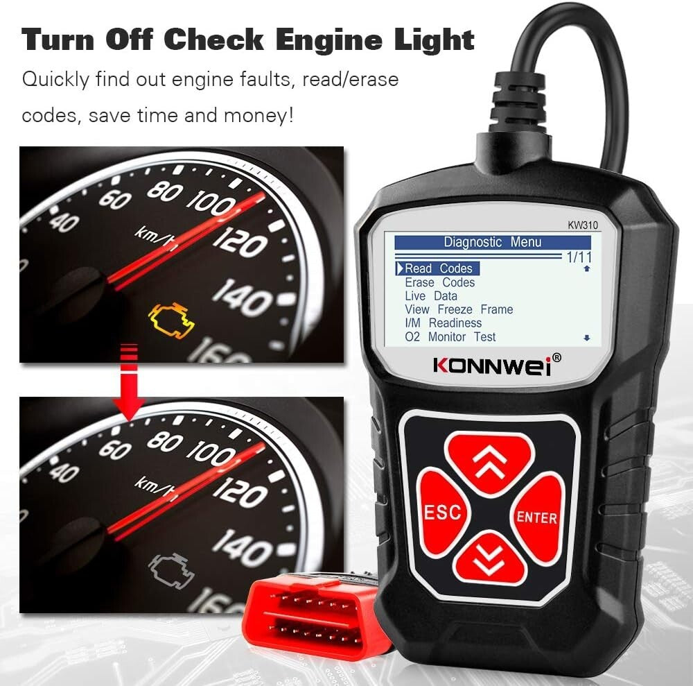 KONNWEI KW310 Scanner Full Functions 10 Modes Car Engine Diagnosti