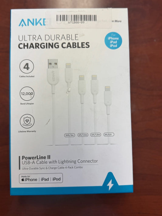 ANKER POWERLINE II Ultra Durable MFi-Certified USB-A CABLE 4 PACK for APPLE