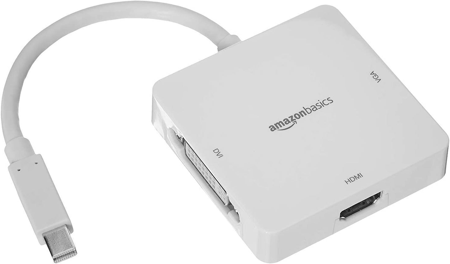 Amazon Basics MPA_MDP_W Mini DisplayPort Thunderbolt to HDMI DVI VGA Adapter