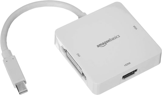 Amazon Basics MPA_MDP_W Mini DisplayPort Thunderbolt to HDMI DVI VGA Adapter -