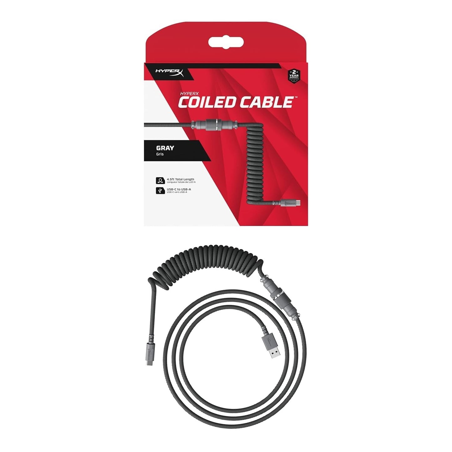 USB-C USB-A HyperX Coiled Durable Cable Stylish 5Pin Aviator Connector to