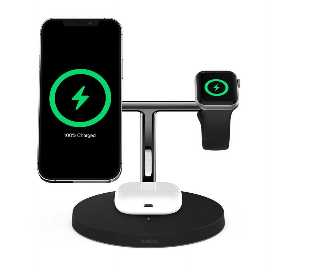 Belkin MagSafe 3in1 Wireless Charging Stand iWatch iPhone AirPods - Black OEM