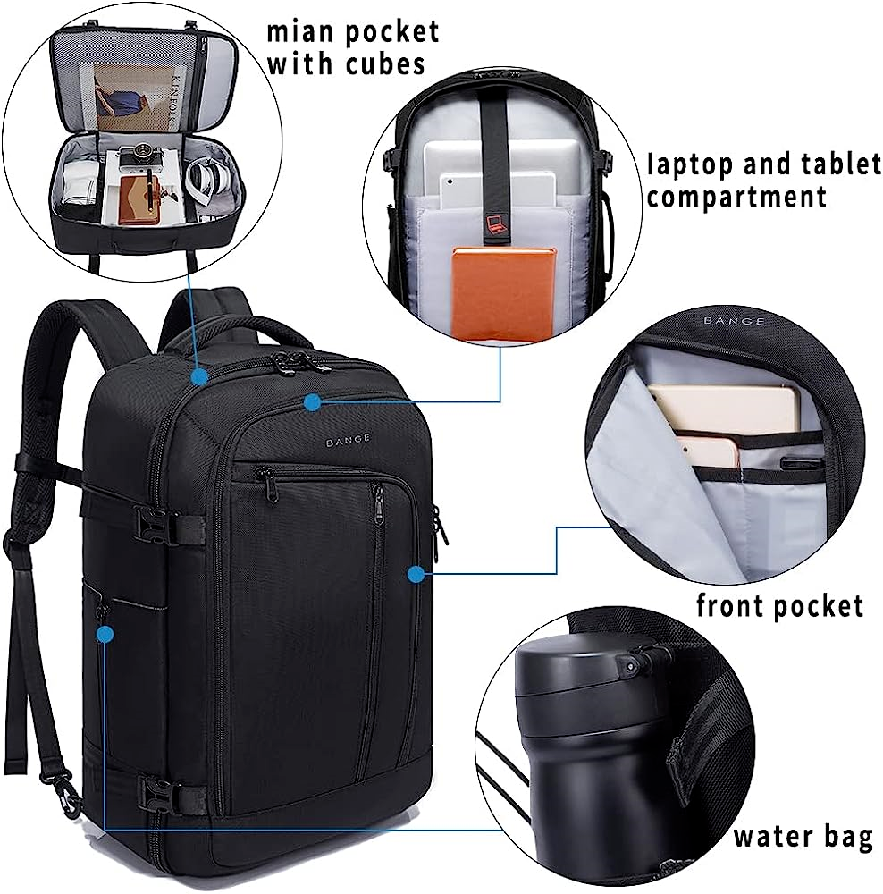 BANGE 40- Travel Overnight Backpack Liter Flight Approved Weekender Bag Carry