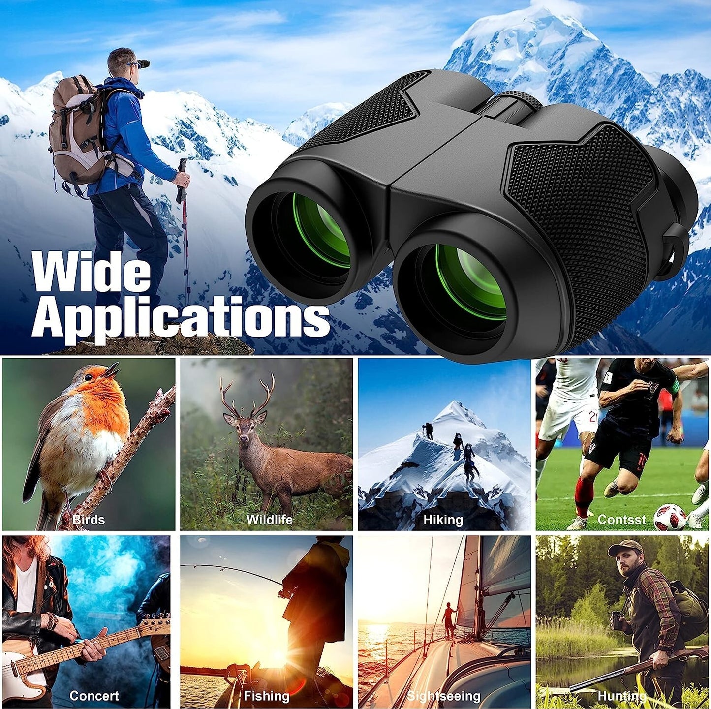 Jeacitory 12x25 Binoculars Clear Low Night Version Adults Kids