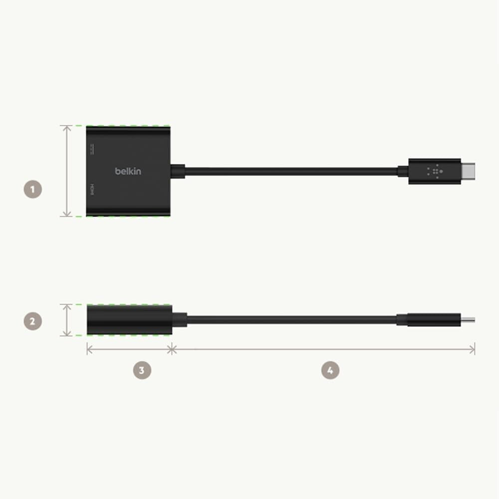 USB-C HDMI Belkin to Charge Adapter 12 Portable Adapter Black