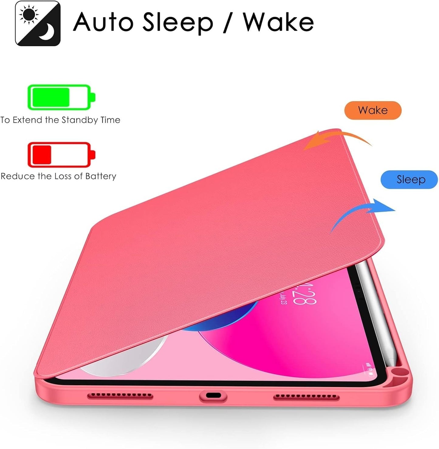 Soke iPad 11" 2025/10.9" 2022 Rotating Case w/ Pencil Holder Shockproof Pink