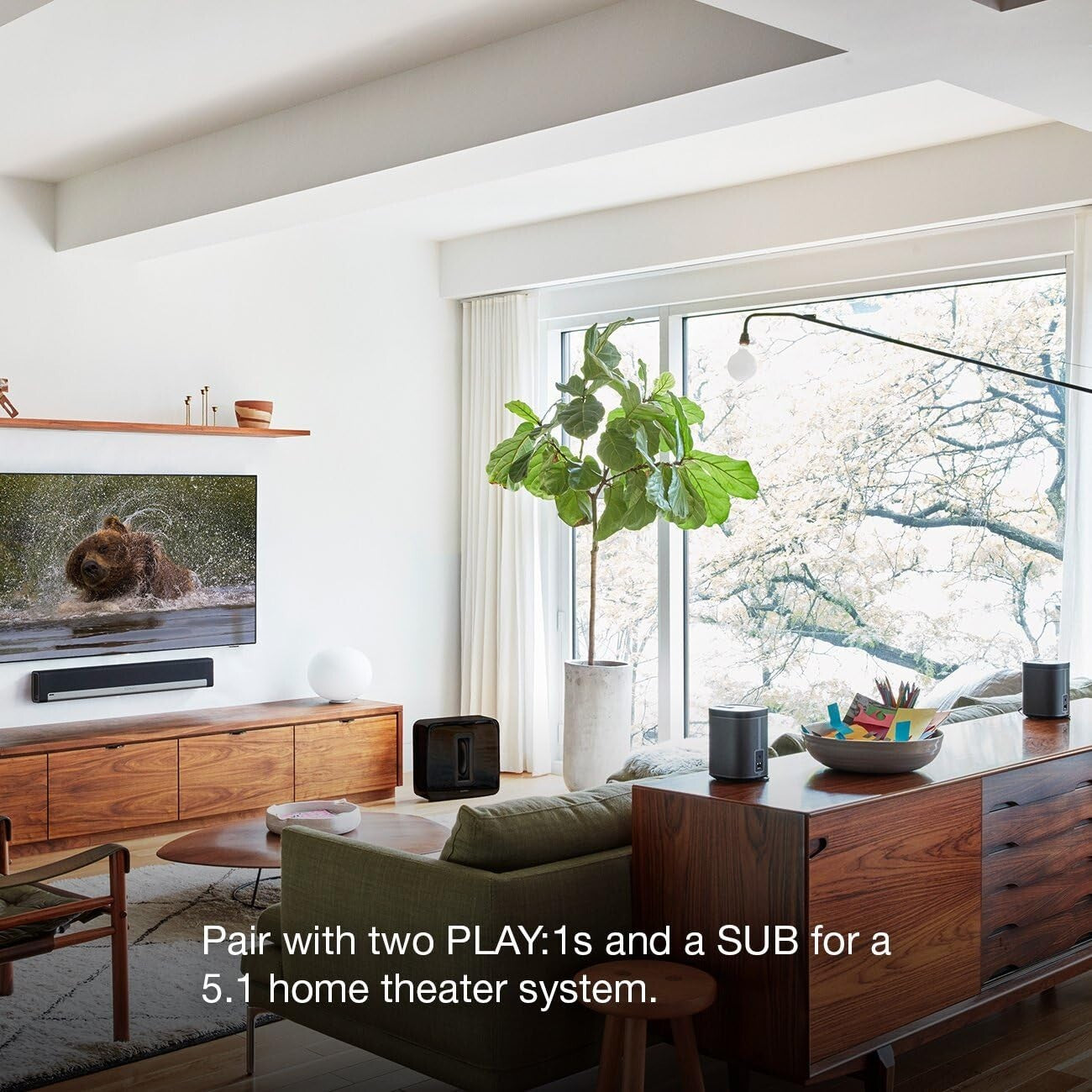 Sonos Playbar Wireless Soundbar with Wall Mount Kit - Black