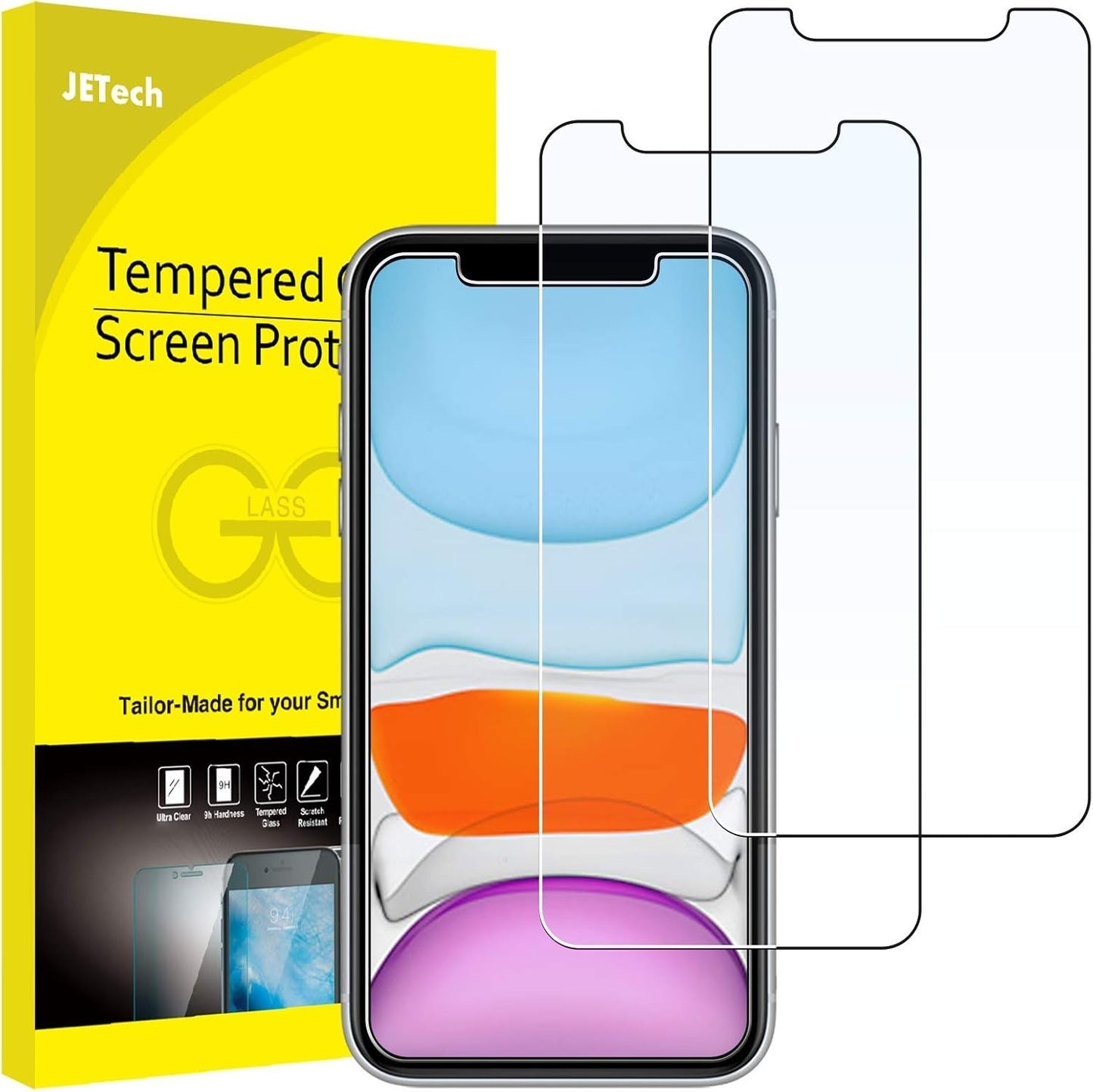 JETech Screen Protector iPhone 11/XR 6.1 Tempered Glass 2-Pack