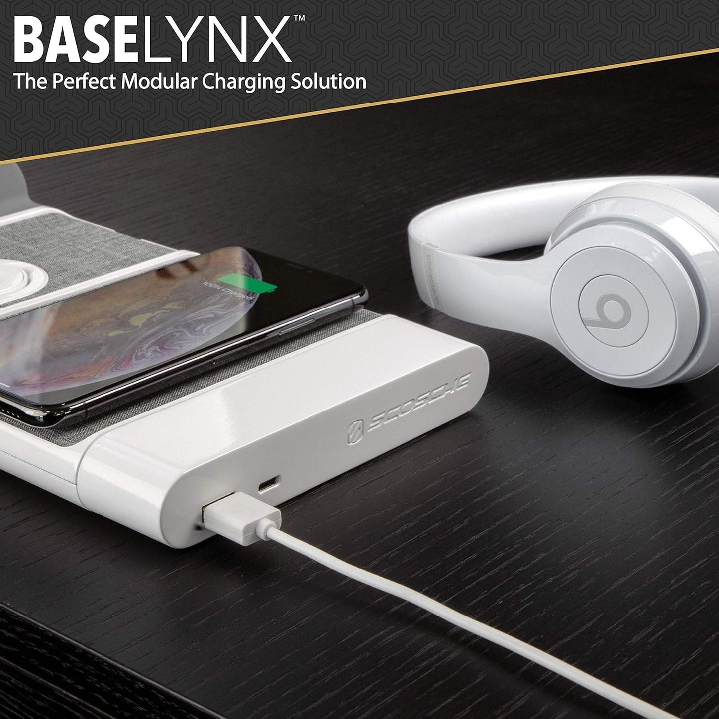Scosche BLPEWT-SP 30W Dual USB Power Endcap for BaseLynx Charging Station, White