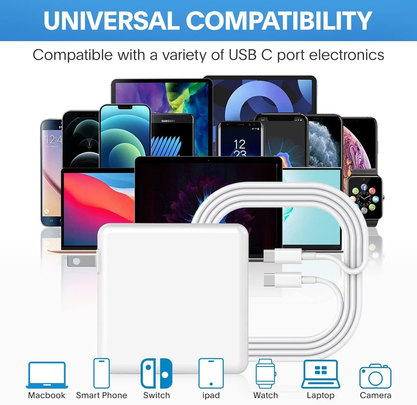 MacBook Pro 118W USB-C Fast Charger + Cable Compatible M1/M2/M3/M4 MacBook, iPad
