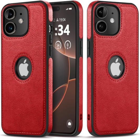 Luxury Leather Case for iPhone 11 – Slim Business Cover, Anti-Slip, Red (6.1")