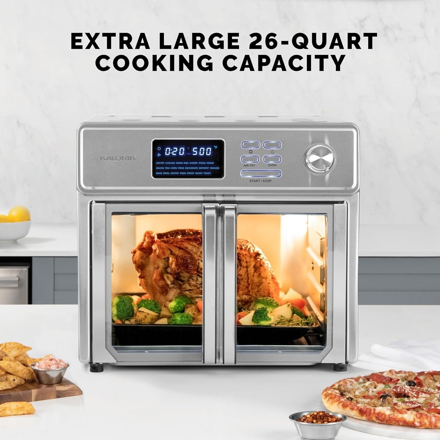 MAXX 10- Kalorik 26qt Digital Air Fryer Oven in1 up degrees