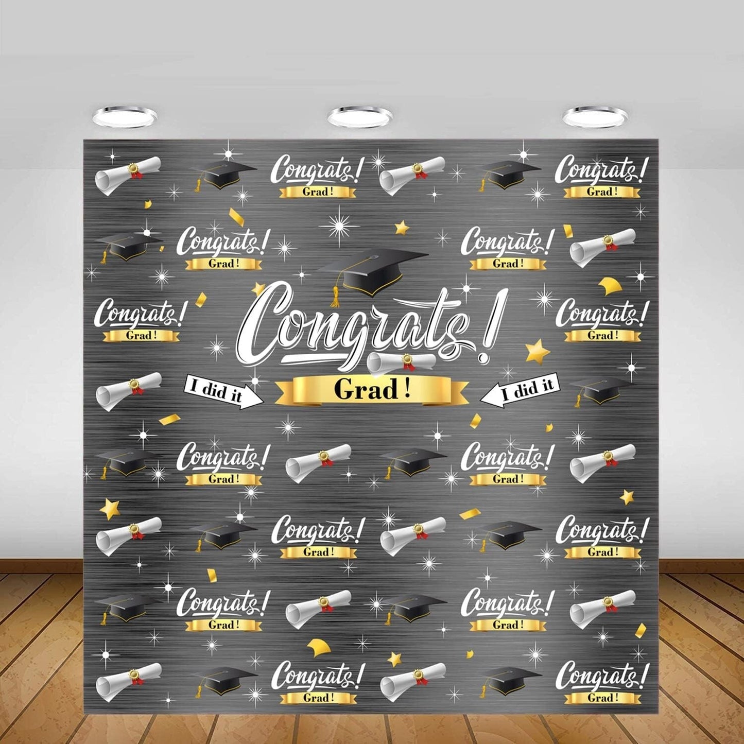 2023 Lofaris Graduation Backdrop Class of Grey Silvery Shinning Star Congradulat