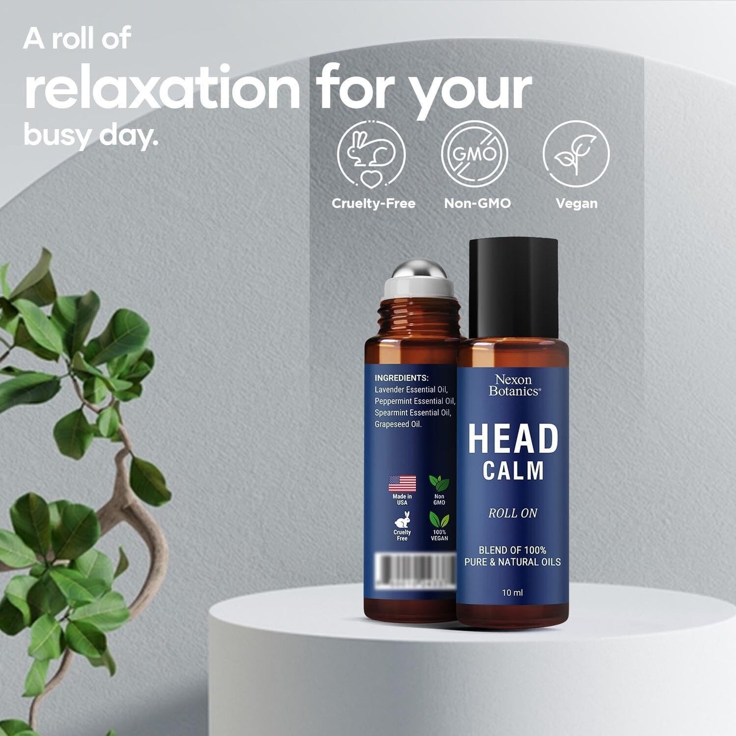 Head Calm Essential Oil RollOn 10 ml Soothing Migraine Roller Ball Headac