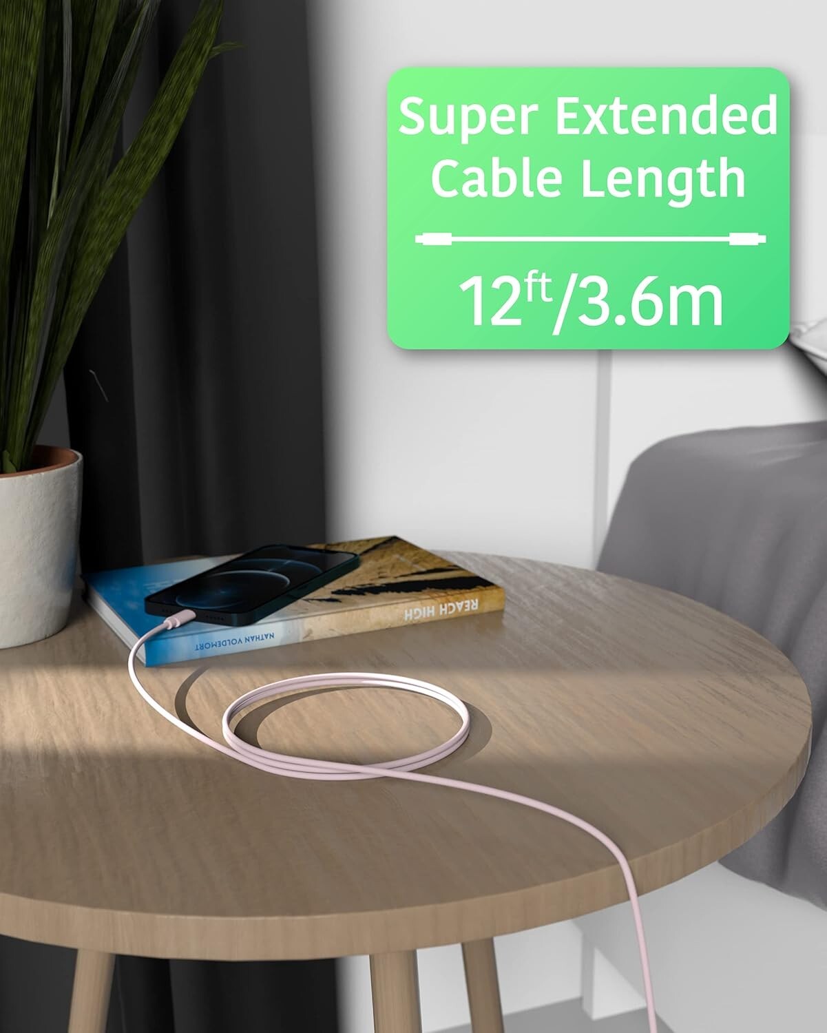 TALK WORKS Charger Cable Compatible wiPhone 13ProPro Max Pink
