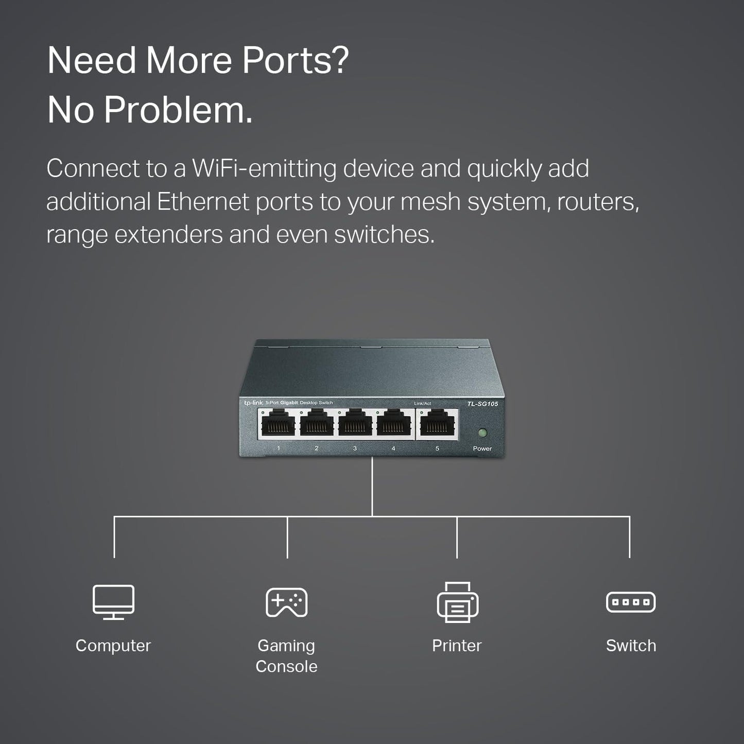 TP-Link TL-SG105 5 Port Gigabit Unmanaged Ethernet Switch Network Hub