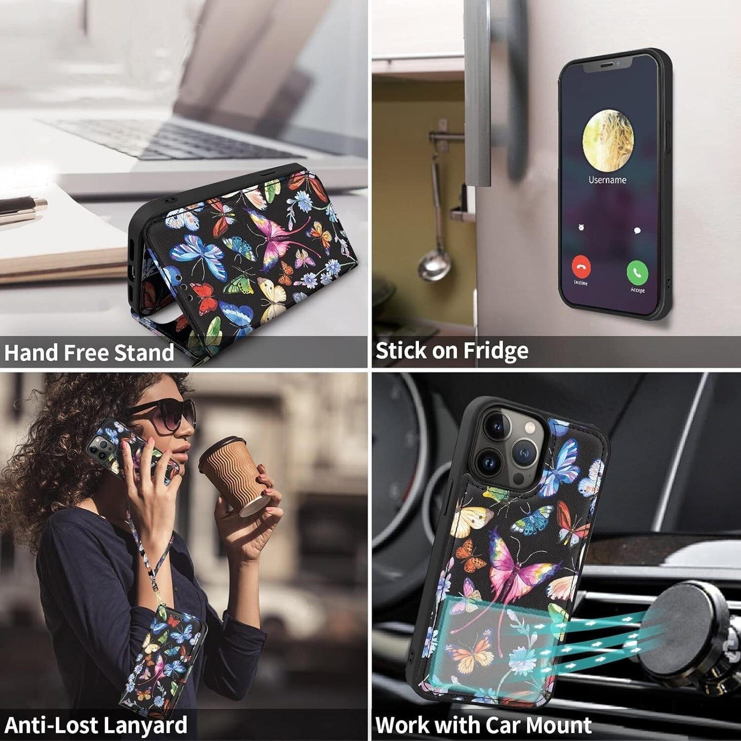 Compatible iPhone 13 Pro Max Wallet Magnetic Detachable w Card Holder