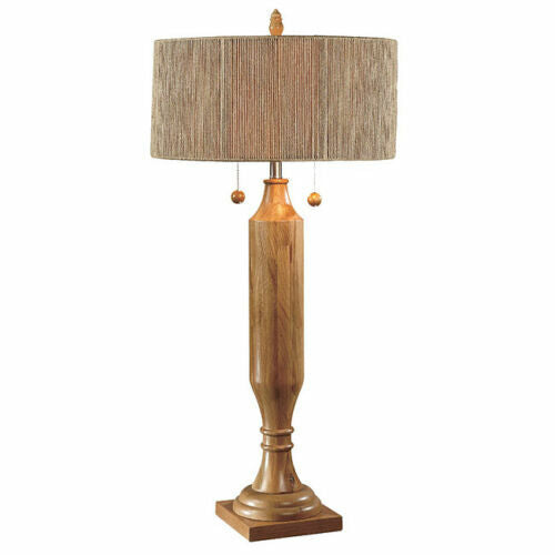 Solid Light Wood Twin Lighting Lamp Corrugated Shade 40