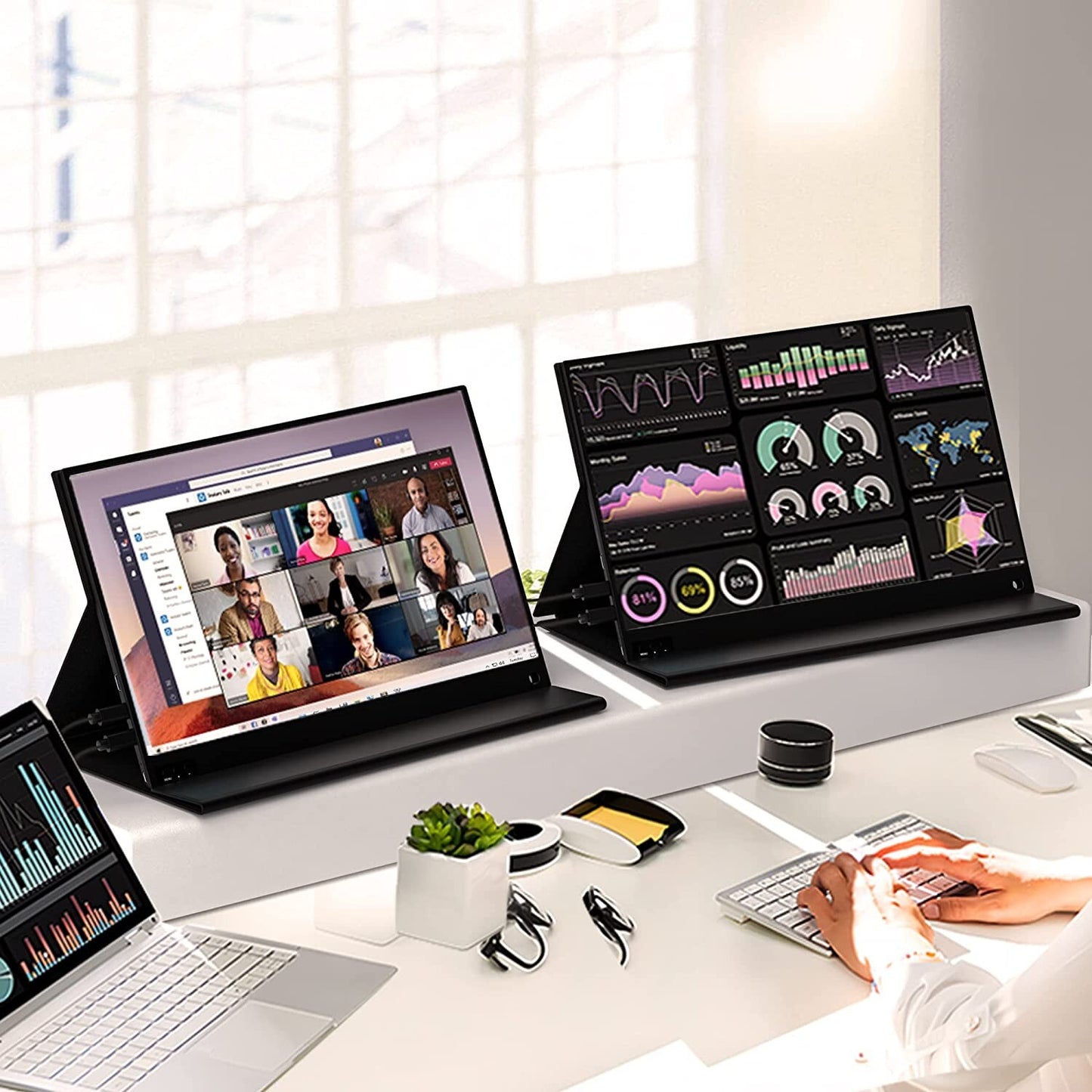 OUNSHLI 1080P Portable Monitor Laptop 161 Full HD Dual Computer Monitor US