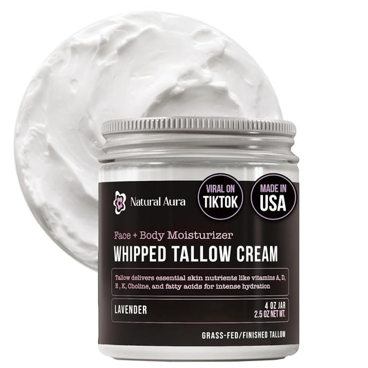Whipped Beef Tallow 4oz Face & Body Moisturizer Lavender Natural Skin Balm