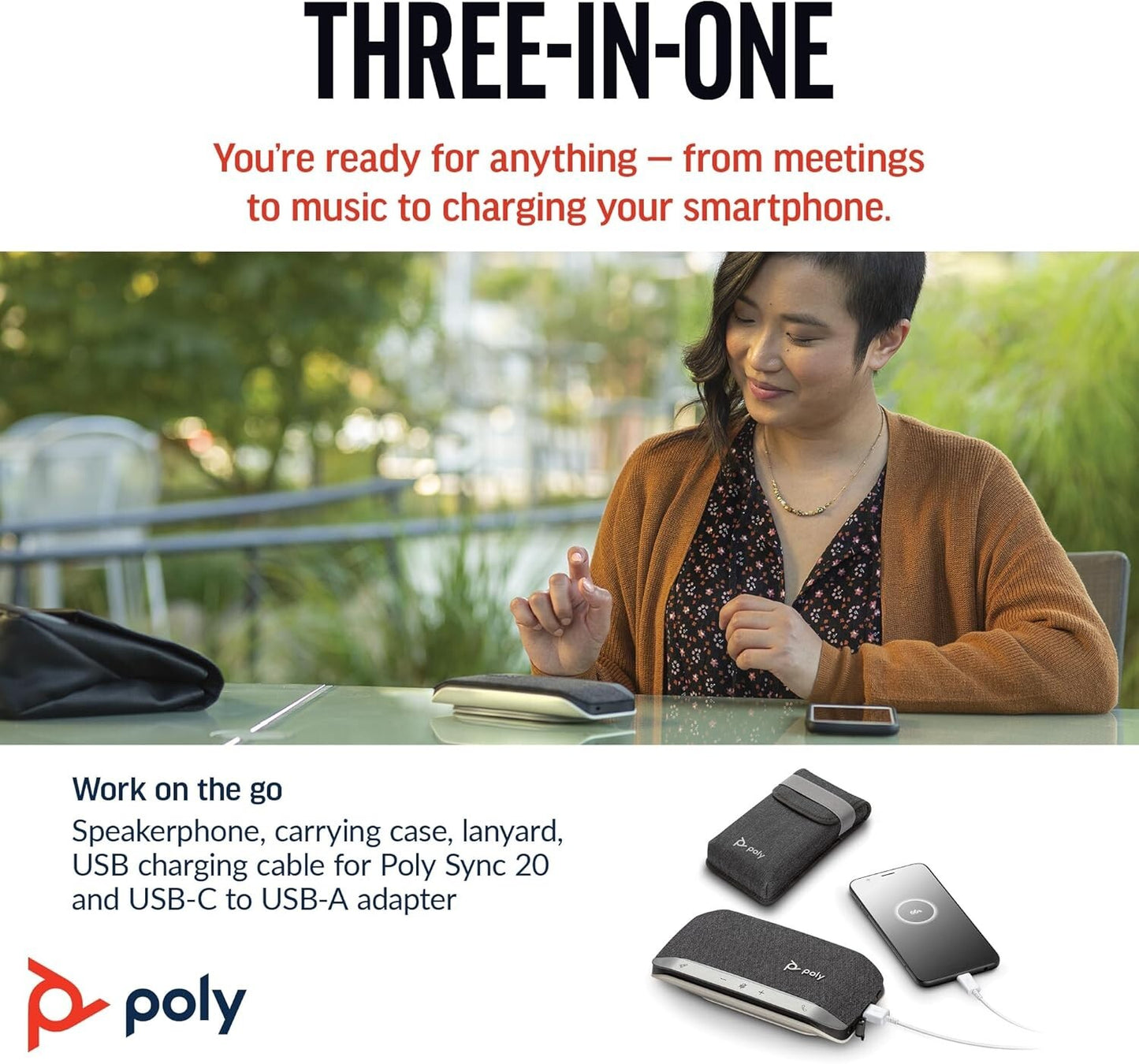 USB-A Plantronics Poly Sync 20 Personal Portable Smart Speakerphone Long Batt