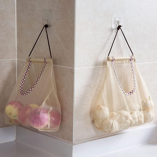 HPYNPES 2PCS Reusable Mesh Bag Portable Produce Bags Washable Hanging Storage