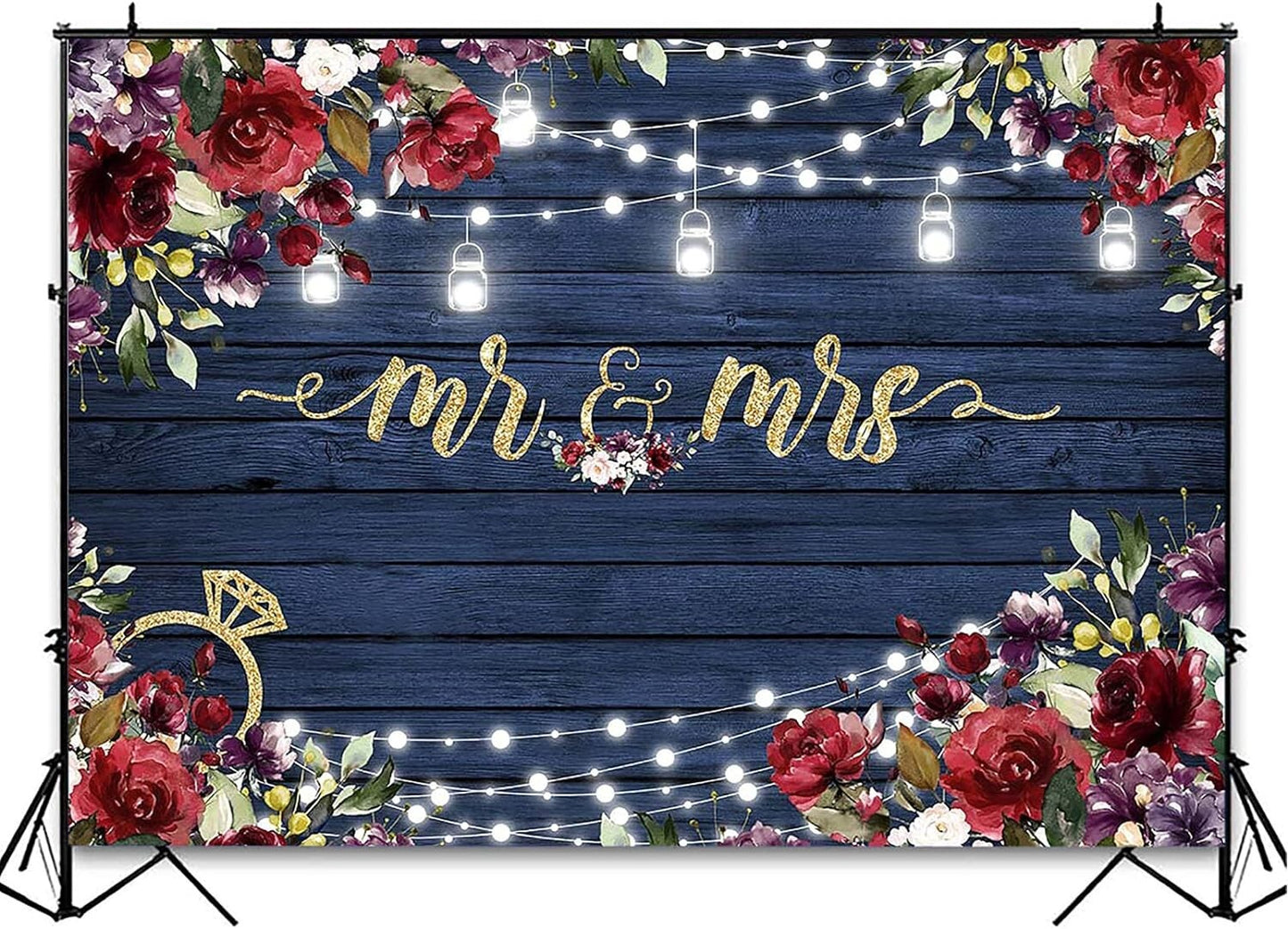 Avezano Burgundy Mr Mrs Backdrop 7x5ft Wedding Shower Decorations Engagement