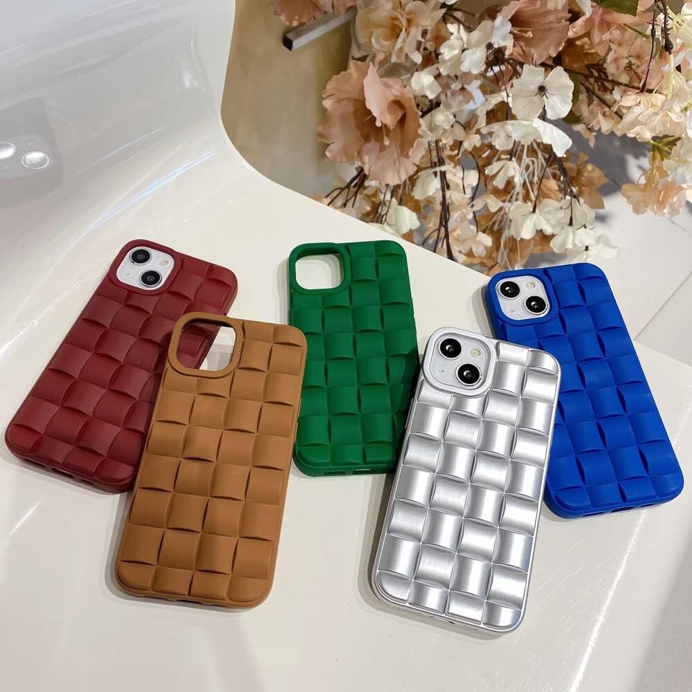 TPU iPhone Cute 3D Weave Grid Lattice Print Design Soft Silicone Camera