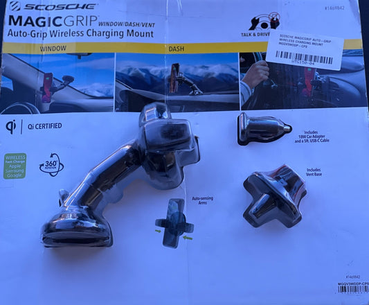 Scosche MagicGrip Window Dash Vent Wireless Charging Mount MGQV3WDDP-CP0