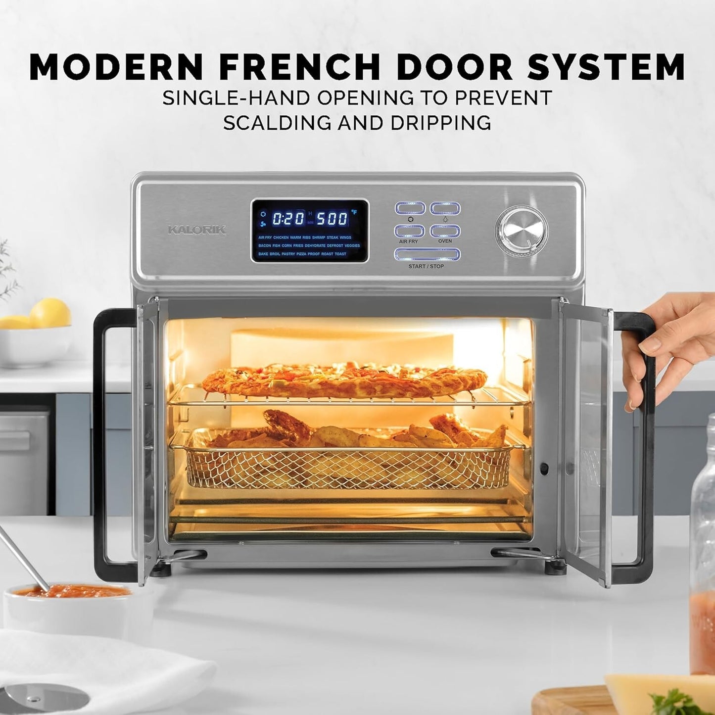 MAXX 10- Kalorik 26qt Digital Air Fryer Oven in1 up degrees