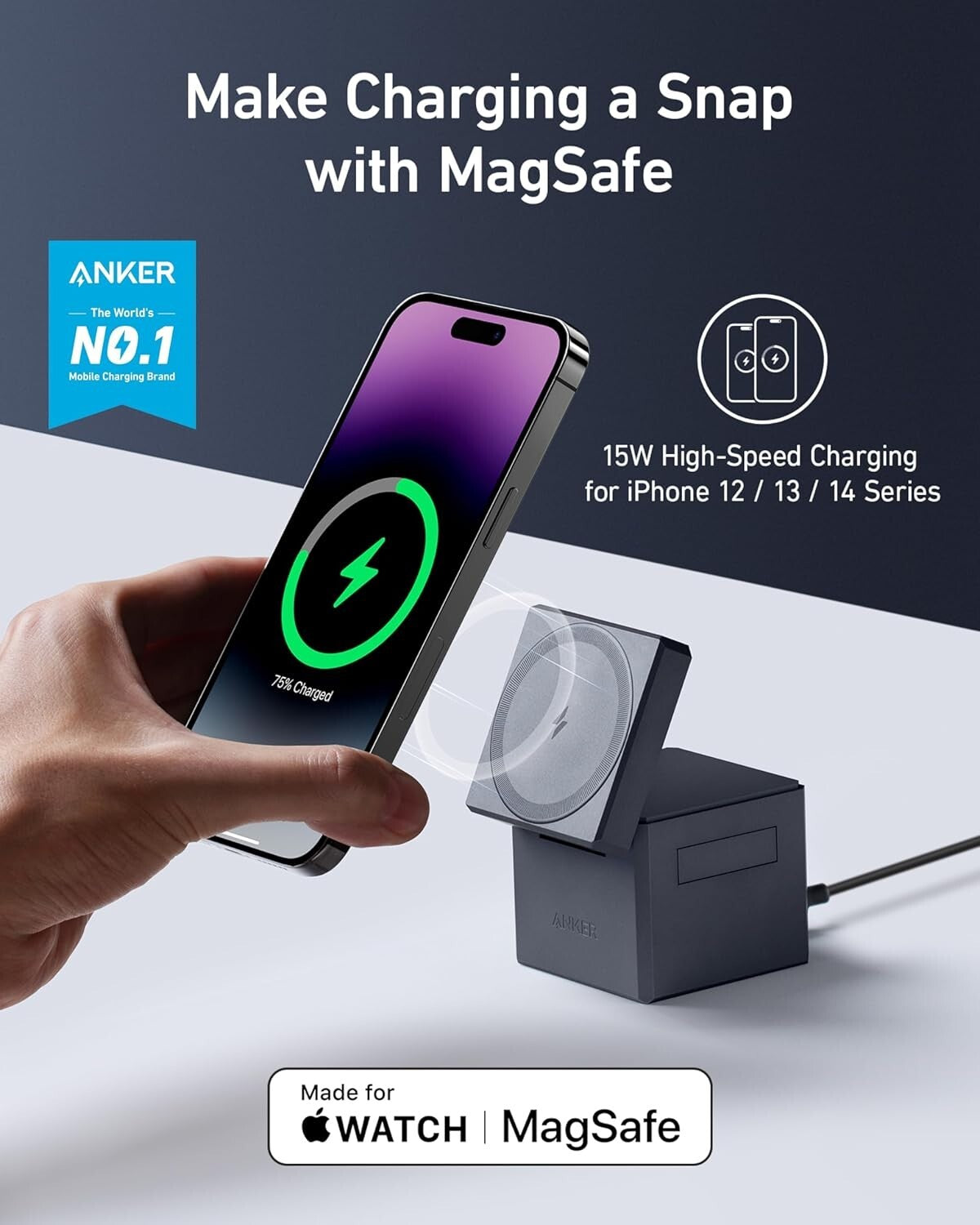 Anker MagSafe 3 in 1 Cube Foldable Wireless Charger iPhone 17/16 iWatch AirPods