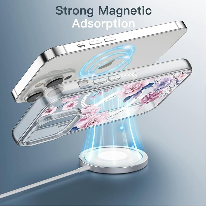 TPU iPhone 14 Pro Magsafe Floral Hard PC Bumper Shockproof Protective