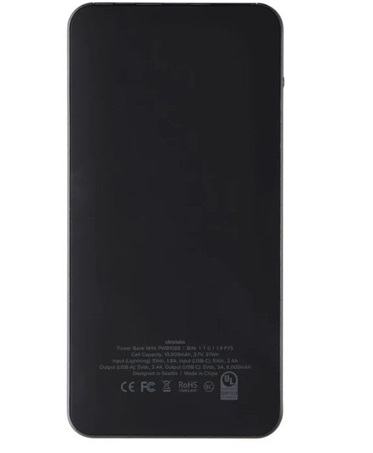 ubiolabs Power 10,000mAh Portable Charger with Input - Black