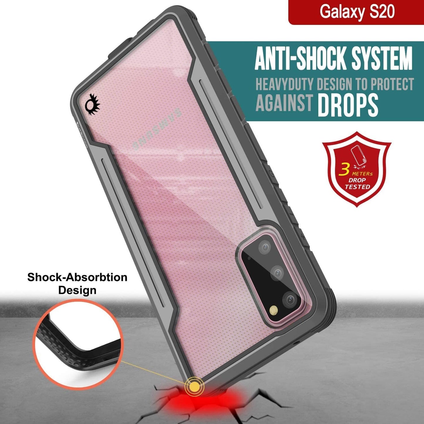 S20 PunkCase Galaxy Armor Stealth Series Ultra Thin Protective Military