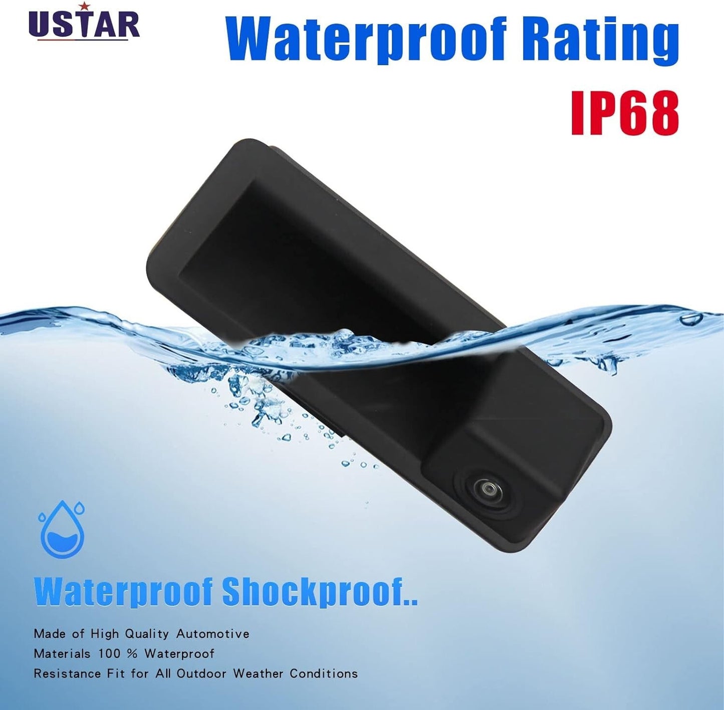 USTAR 1080P Tailgate Handle Camera Rear View Backup Parking Asist Camera Compati