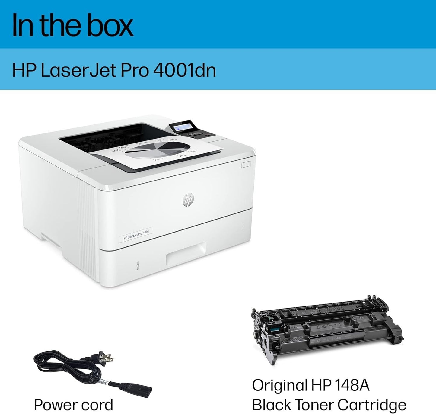 HP LaserJet Pro 4001ne Printer – Fast Mono, Ethernet/USB, Small Teams