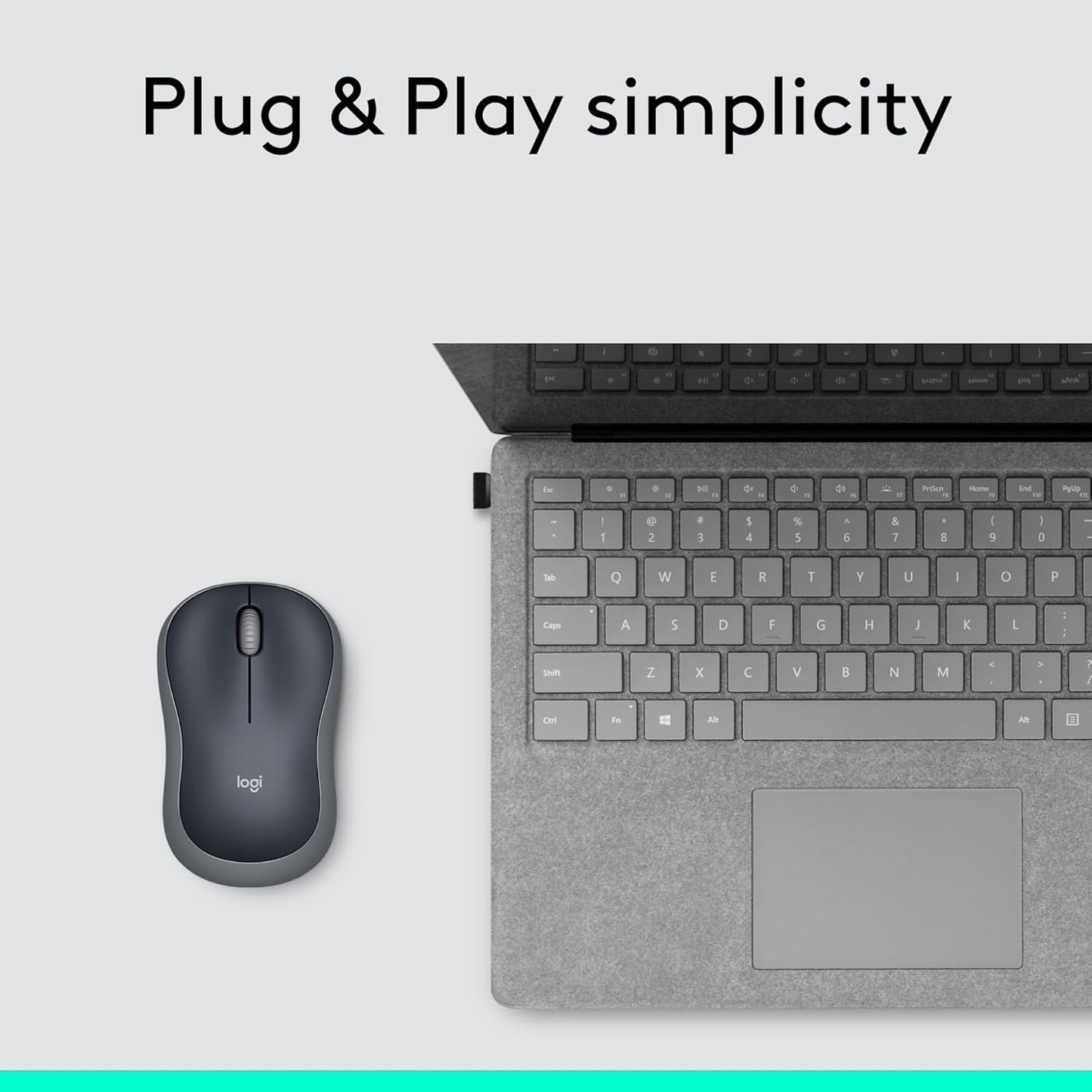 Logitech M185 Wireless Mouse – 12-Month Battery, 1000 DPI – Swift Grey USB